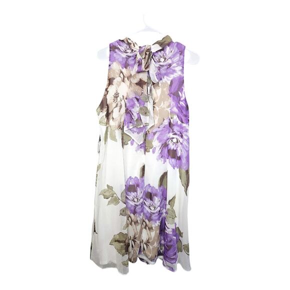 NEW Robbie Bee Women's Sleeveless Back Keyhole Tie Floral Dress White (Size: 12) - Picture 6 of 8